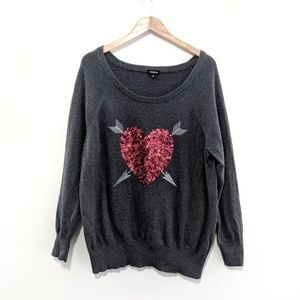 Torrid Sequined Heart Sweater Size 1